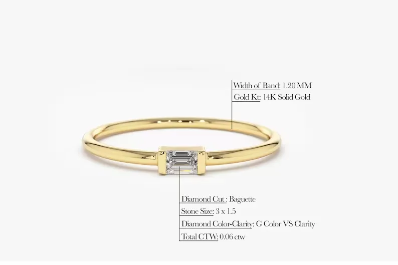 0.06CTW Lab Grown Diamond Baguette Cut Engagement Ring