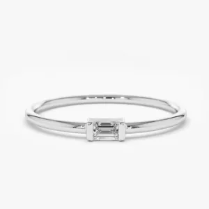 0.06CTW Lab Grown Diamond Baguette Cut Engagement Ring