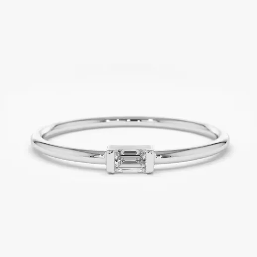 0.06CTW Lab Grown Diamond Baguette Cut Engagement Ring