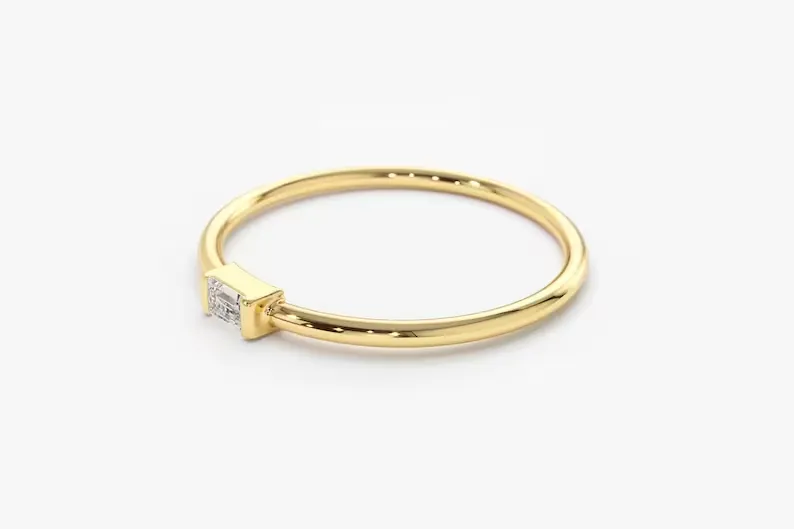 0.06CTW Lab Grown Diamond Baguette Cut Engagement Ring