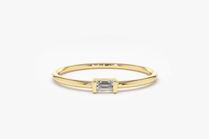 0.06CTW Lab Grown Diamond Baguette Cut Engagement Ring