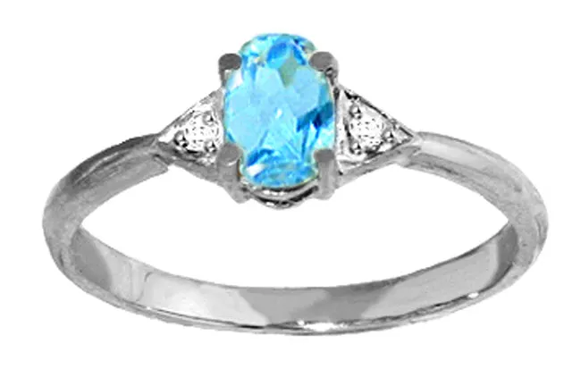 0.46 Carat 14K Solid Yellow Gold Walk Together Blue Topaz Diamond Ring
