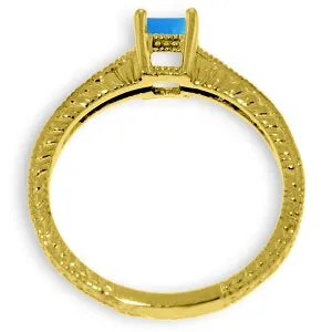 0.65 Carat 14K Solid Yellow Gold Your Chance Blue Topaz Diamond Ring