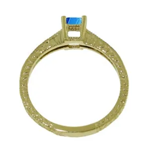 0.65 Carat 14K Solid Yellow Gold Your Chance Blue Topaz Diamond Ring