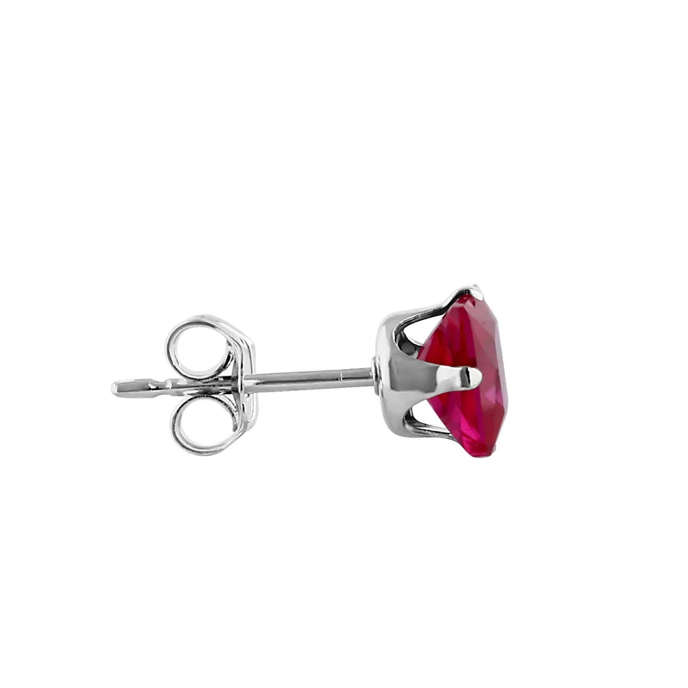 0.8ct Sterling Silver Ruby Square CZ Stud Earrings 4mm