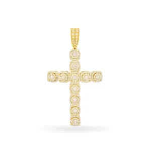 10k Yellow Gold Cross Pendant With1.85CT Diamonds