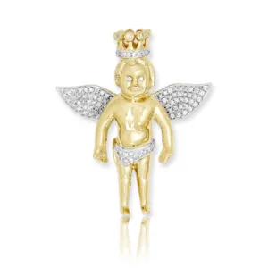 10KY 0.85CTW DIAMOND ANGEL WITH CROWN - MEDIUM