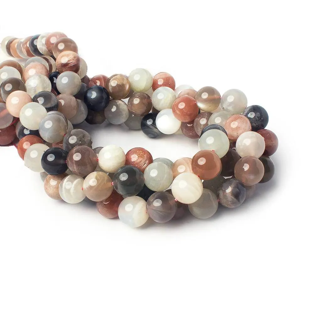 10mm Multi-color Moonstone plain round beads 16 inch 41 pieces AA Grade