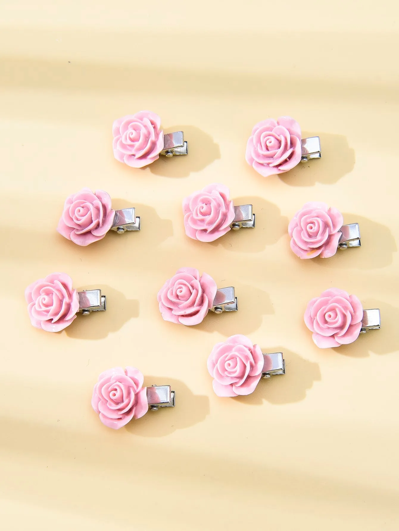 10pcs Flower Decor Mini Hair Clip for Women Barrette Styling Hair Accessories