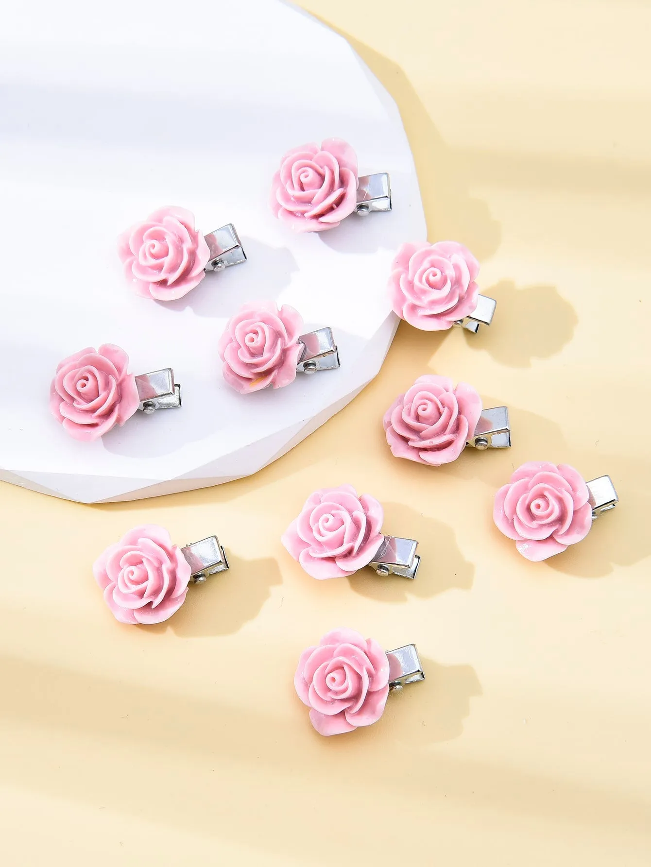 10pcs Flower Decor Mini Hair Clip for Women Barrette Styling Hair Accessories