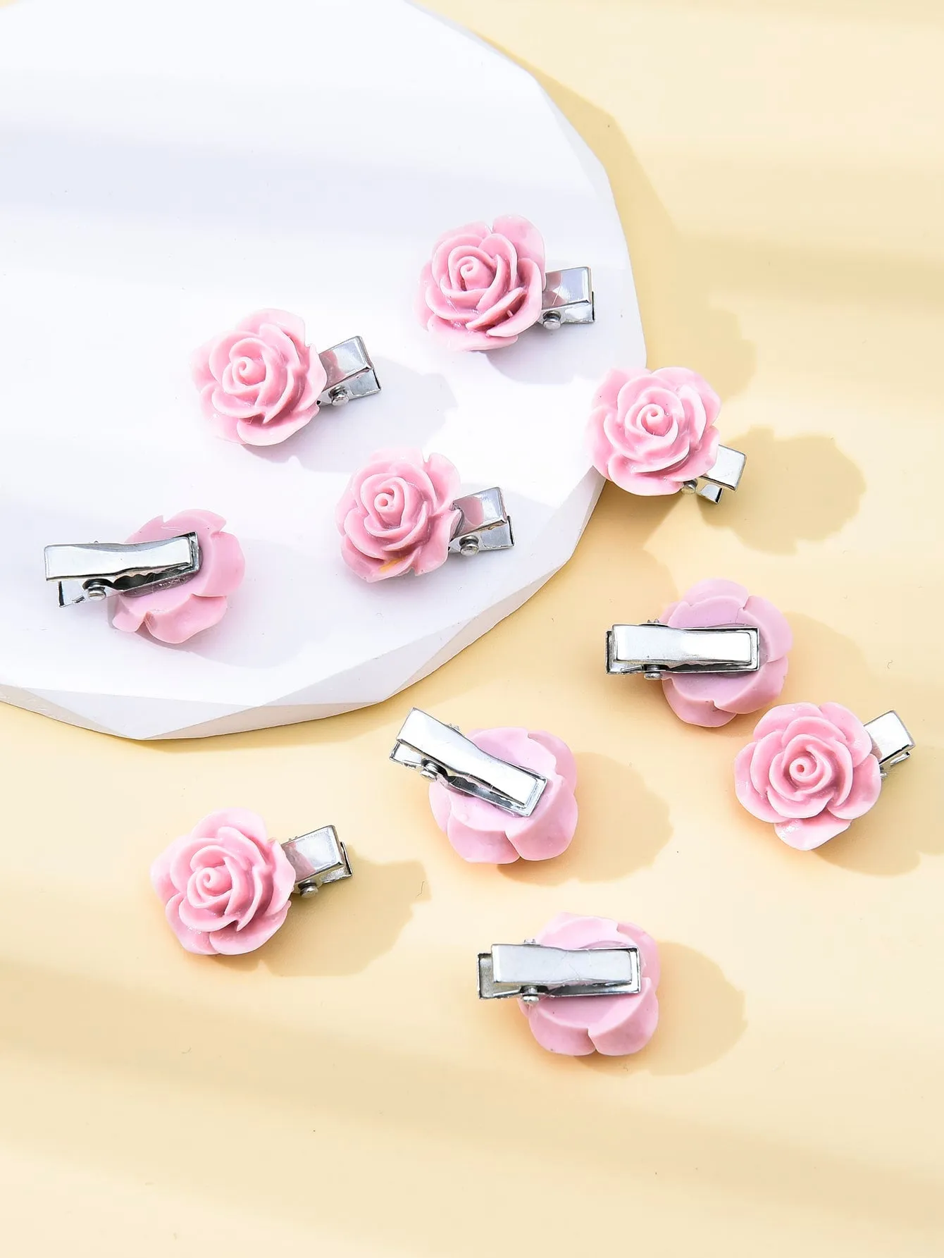 10pcs Flower Decor Mini Hair Clip for Women Barrette Styling Hair Accessories
