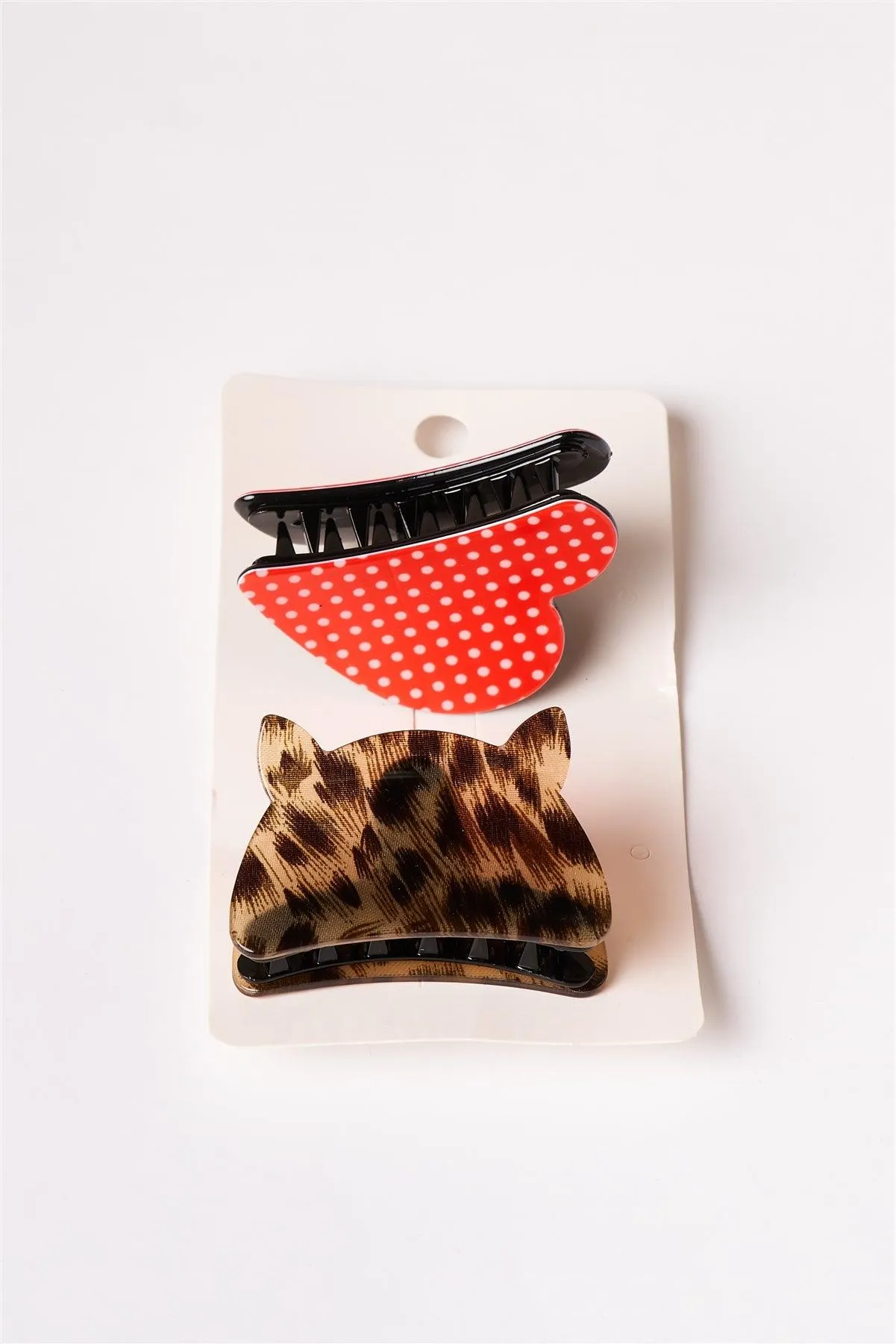 12pcs Cheetah and Polka Dot Small Butterfly Clips