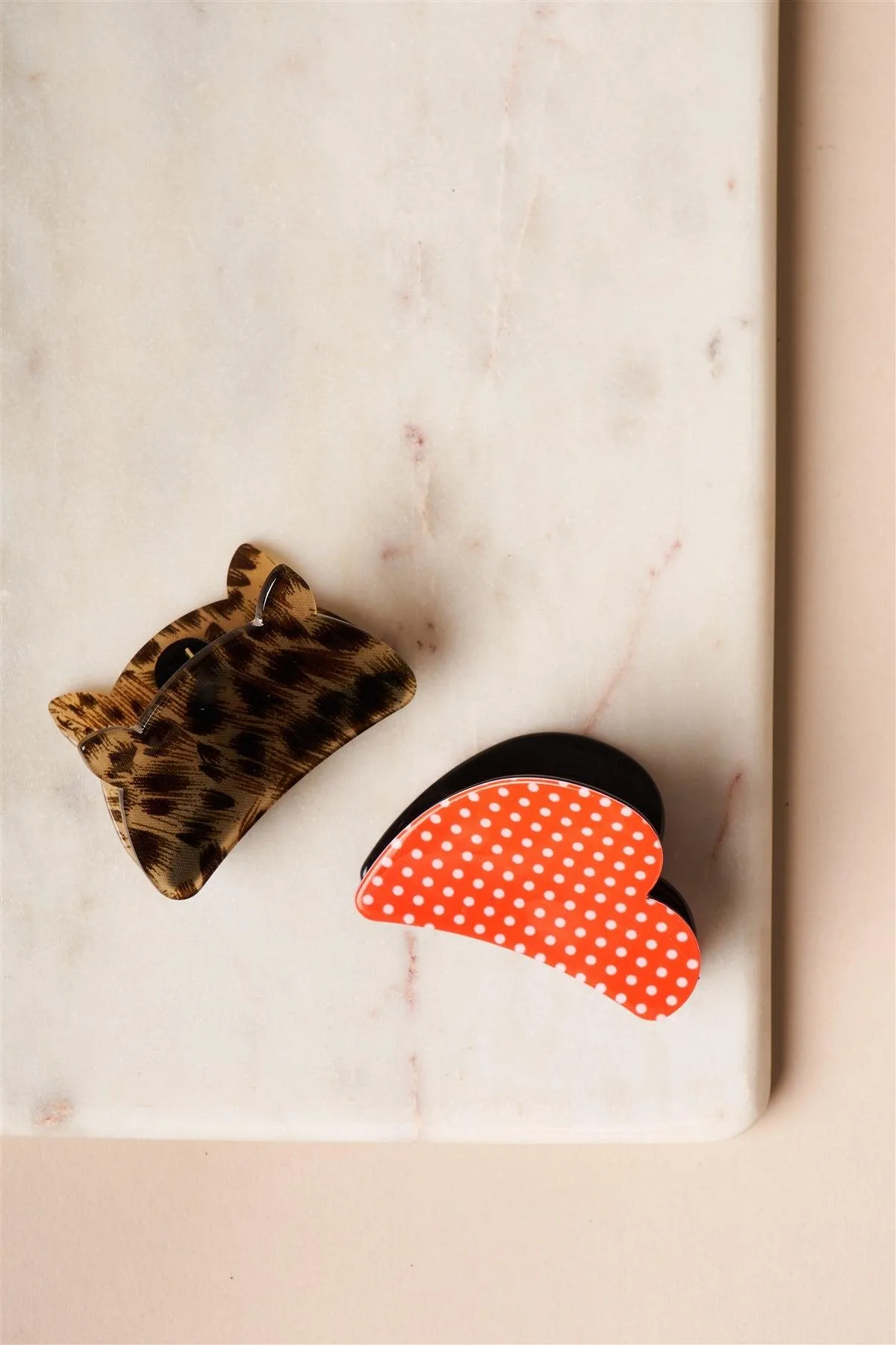 12pcs Cheetah and Polka Dot Small Butterfly Clips