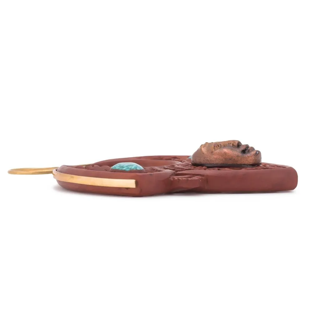 14g Spiral of Life Saba Wood Carved Earring with Crushed Turquoise Inlay and Bronze - Price Per 2