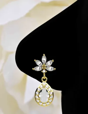 14k 18k Gold Plated Dangling Drop Nose Rings
