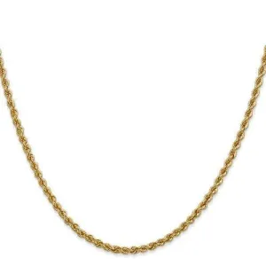 14K 2.5 mm Solid Diamond-cut Rope with Lobster Clasp Gold Chain