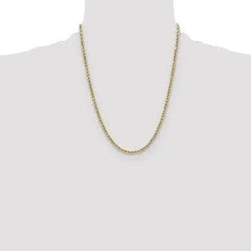 14K 4mm Solid Diamond-cut Rope with Lobster Clasp Gold Chain