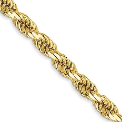 14K 4mm Solid Diamond-cut Rope with Lobster Clasp Gold Chain
