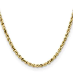 14K 4mm Solid Diamond-cut Rope with Lobster Clasp Gold Chain