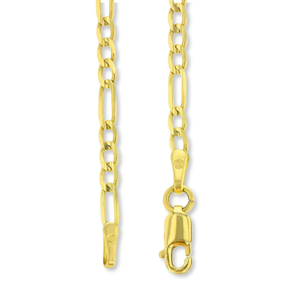 14k Gold 3D Ship Anchor and Wheel Nautical Pendant Figaro Necklace - Yellow Gold
