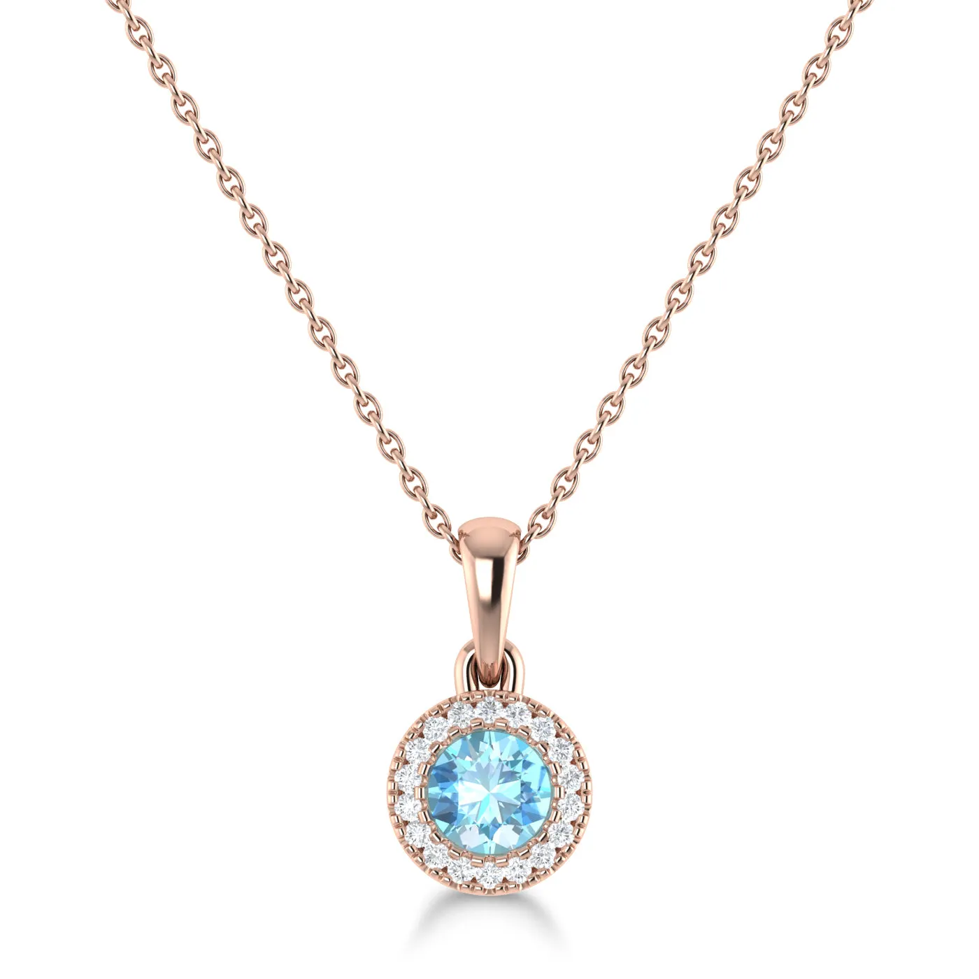 14K Gold Diamond & Blue Topaz Circle Pendant