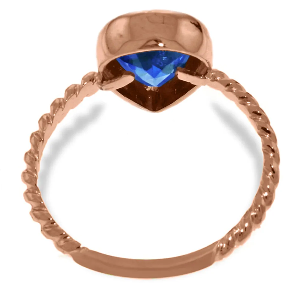 14K Solid Rose Gold Rings w/ Natural Pear Shape Blue Topaz