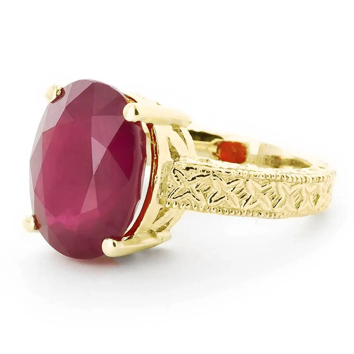 14K Solid Yellow Gold Ring w/ Natural Oval Ruby