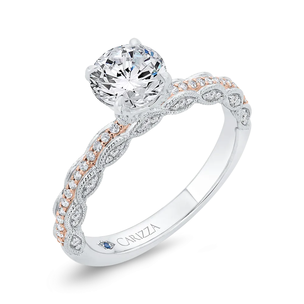 14K Two-Tone Gold Diamond Engagement Ring (Semi-Mount)