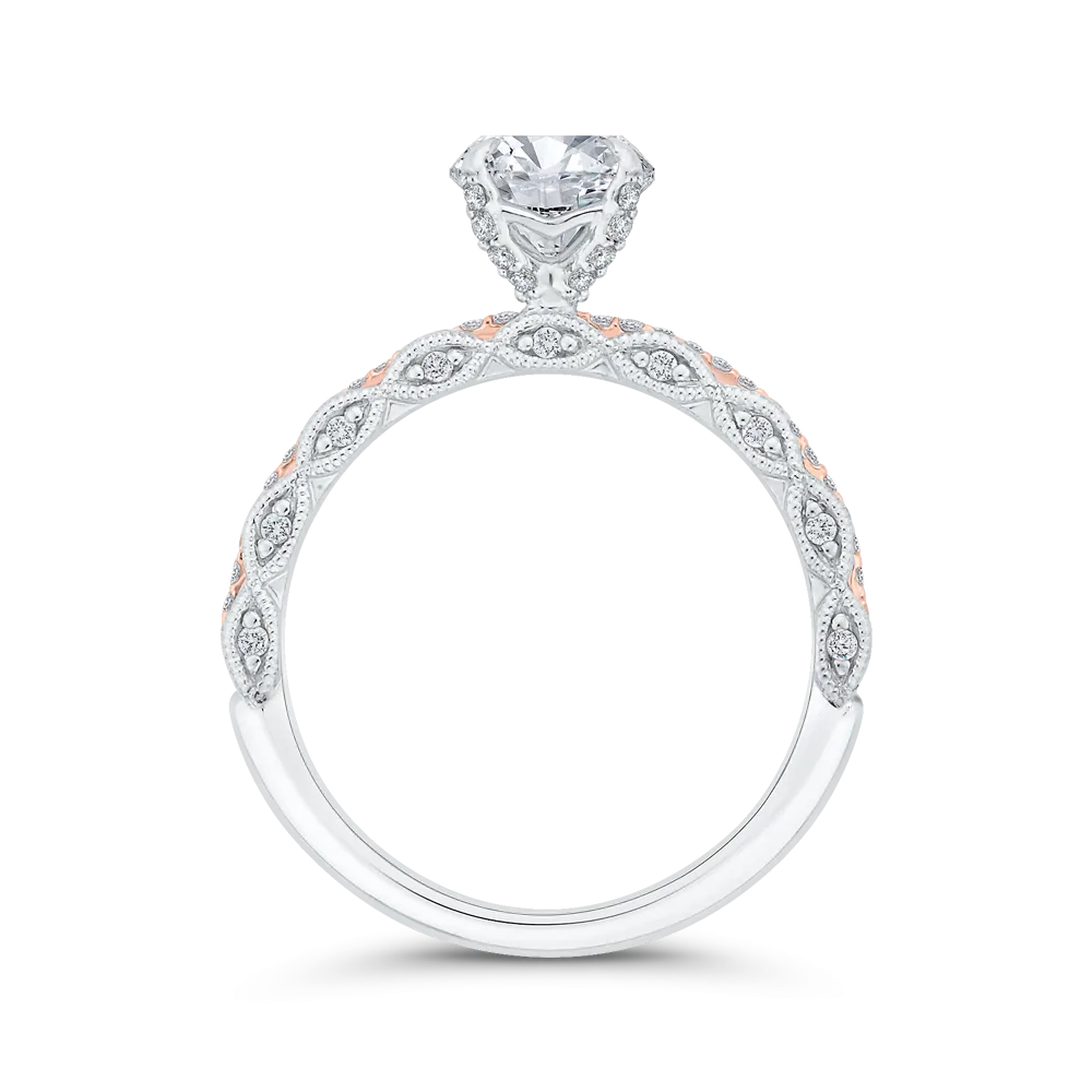 14K Two-Tone Gold Diamond Engagement Ring (Semi-Mount)