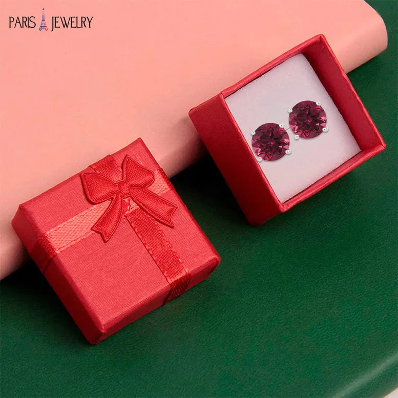 14k White Gold Created Ruby Sapphire Round Stud Earrings 1/3 ct