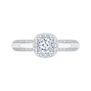14K White Gold Cushion Diamond Halo Engagement Ring