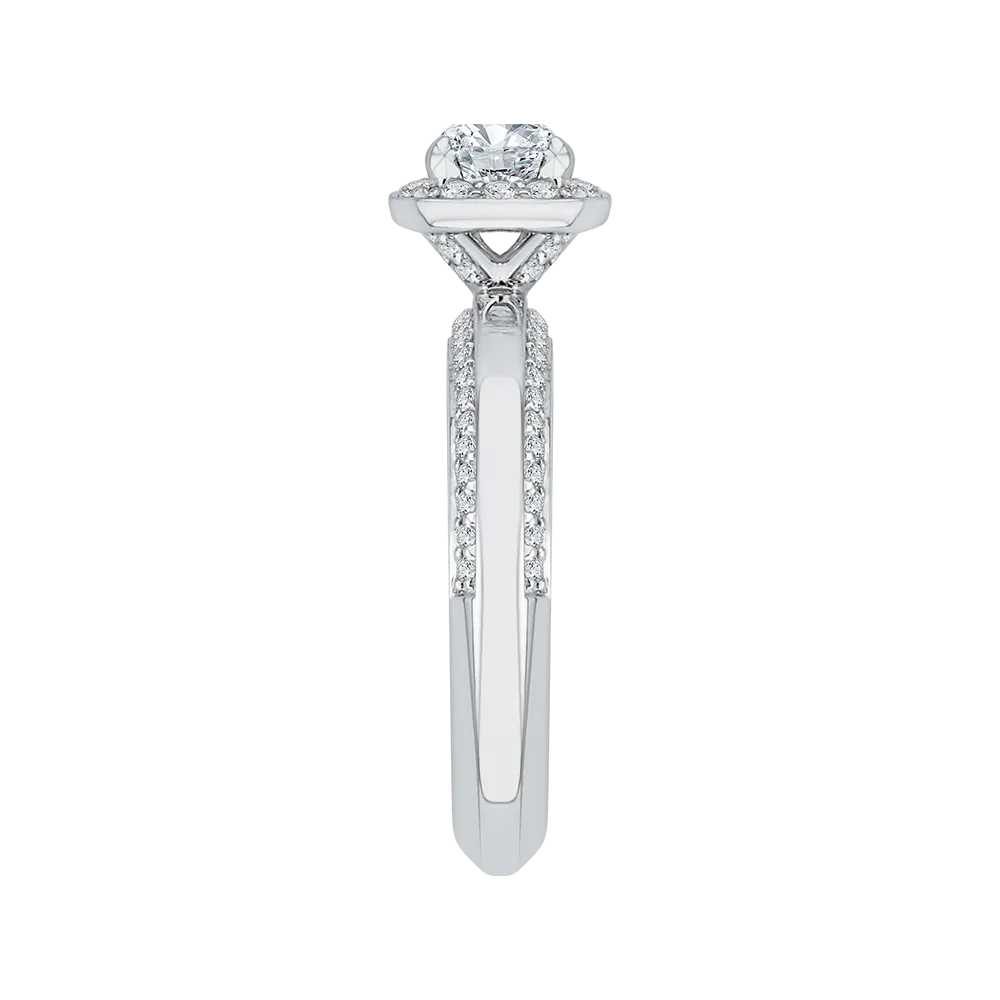 14K White Gold Cushion Diamond Halo Engagement Ring