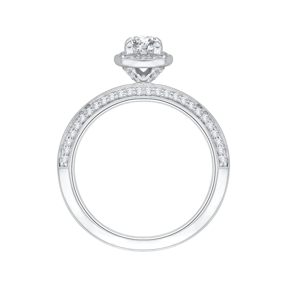 14K White Gold Cushion Diamond Halo Engagement Ring