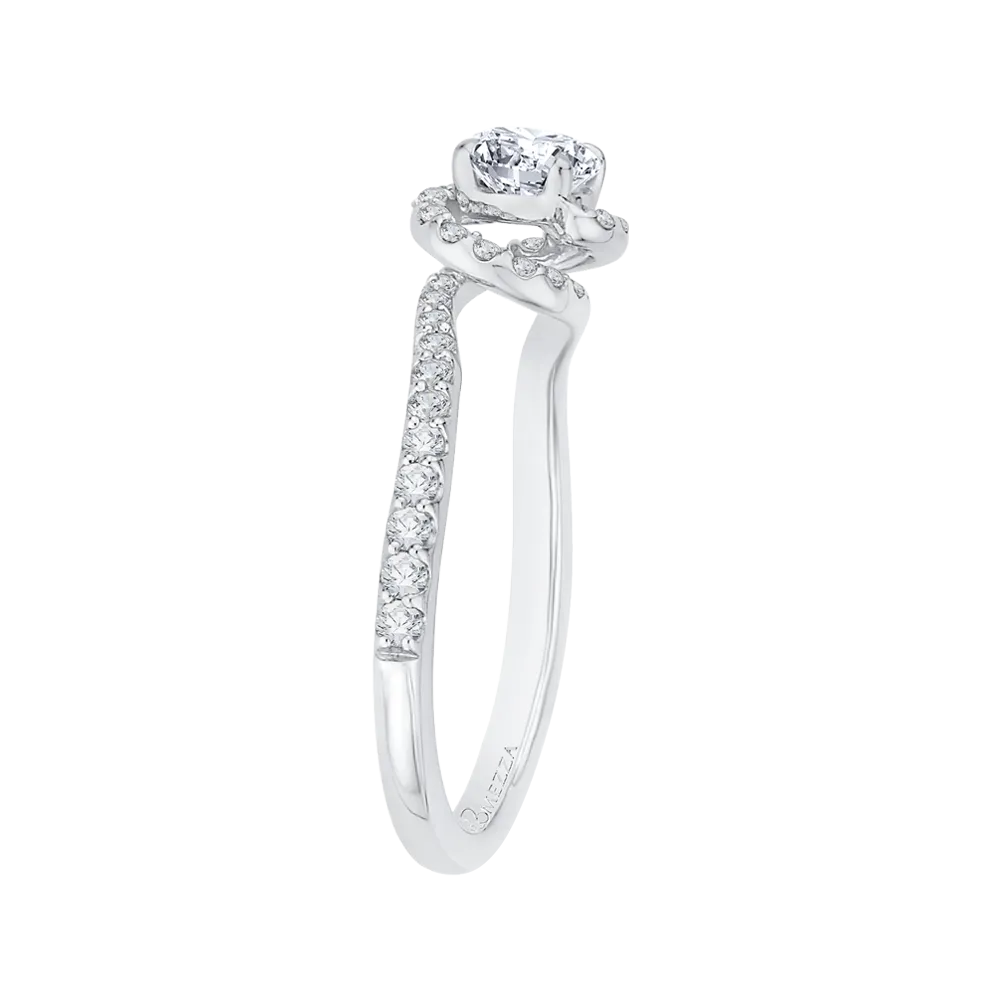 14K White Gold Round Diamond Engagement Ring