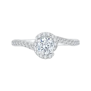 14K White Gold Round Diamond Engagement Ring