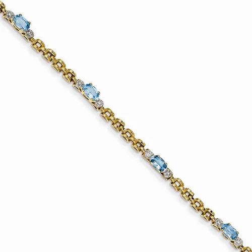14K Yellow Gold Completed Fancy Diamond & Blue Topaz Bracelet