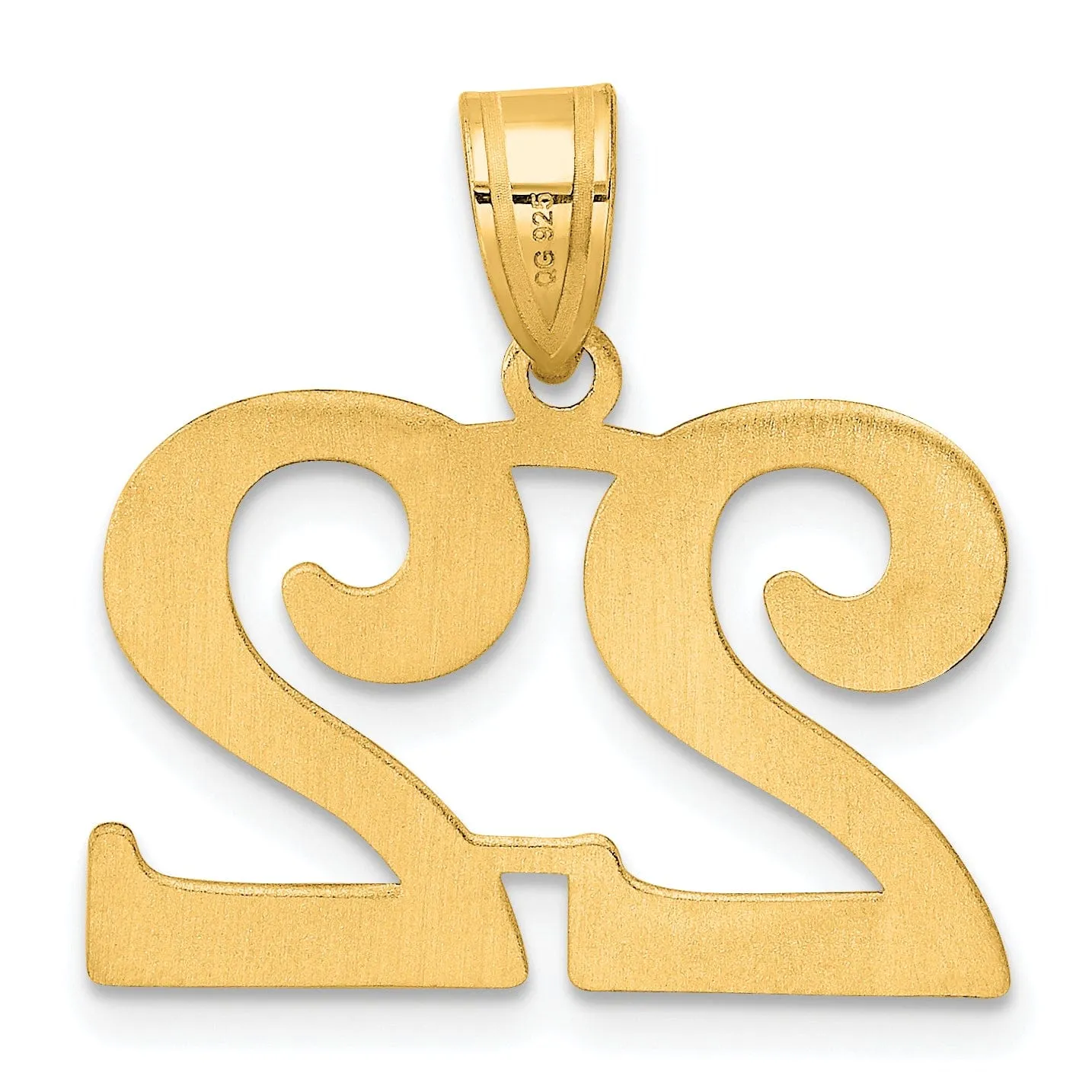 14k Yellow Gold Polished Finish Number 22 Charm Pendant