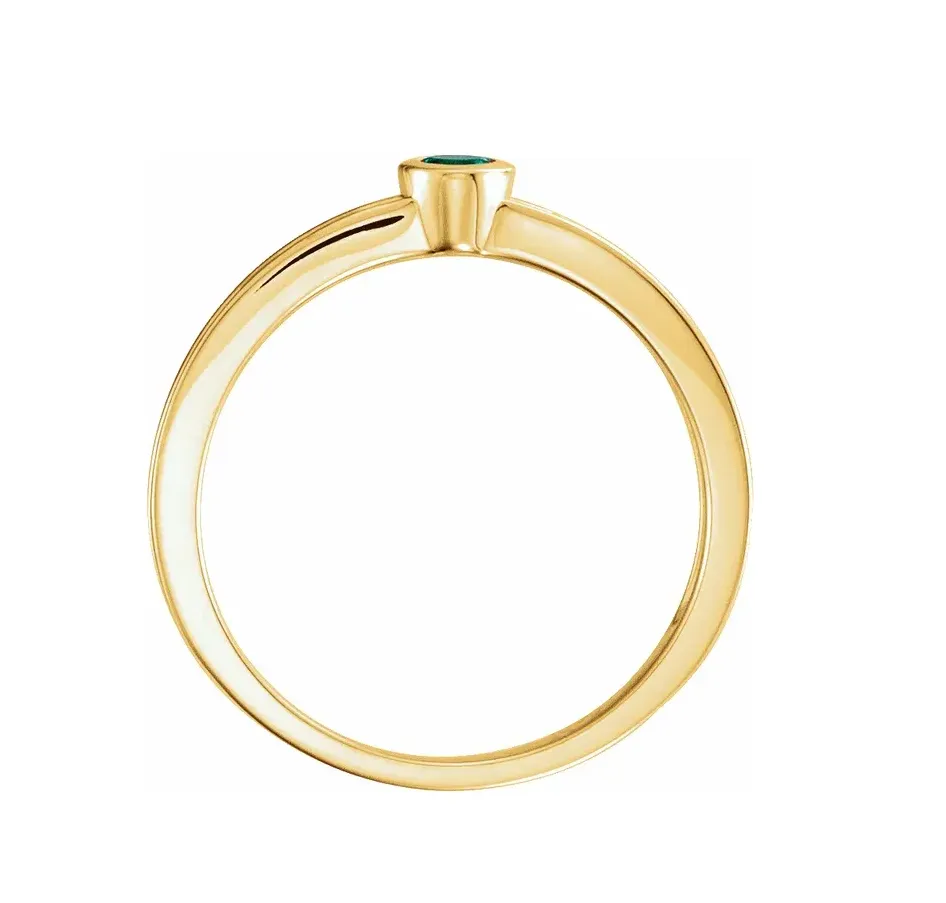 14K Yellow Natural Emerald Family Stackable Ring