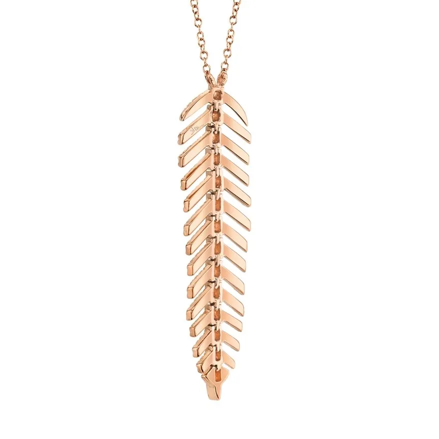 14KT Gold 0.29 CTW Diamond Feather Necklace