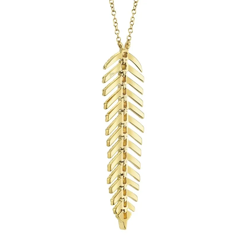 14KT Gold 0.29 CTW Diamond Feather Necklace