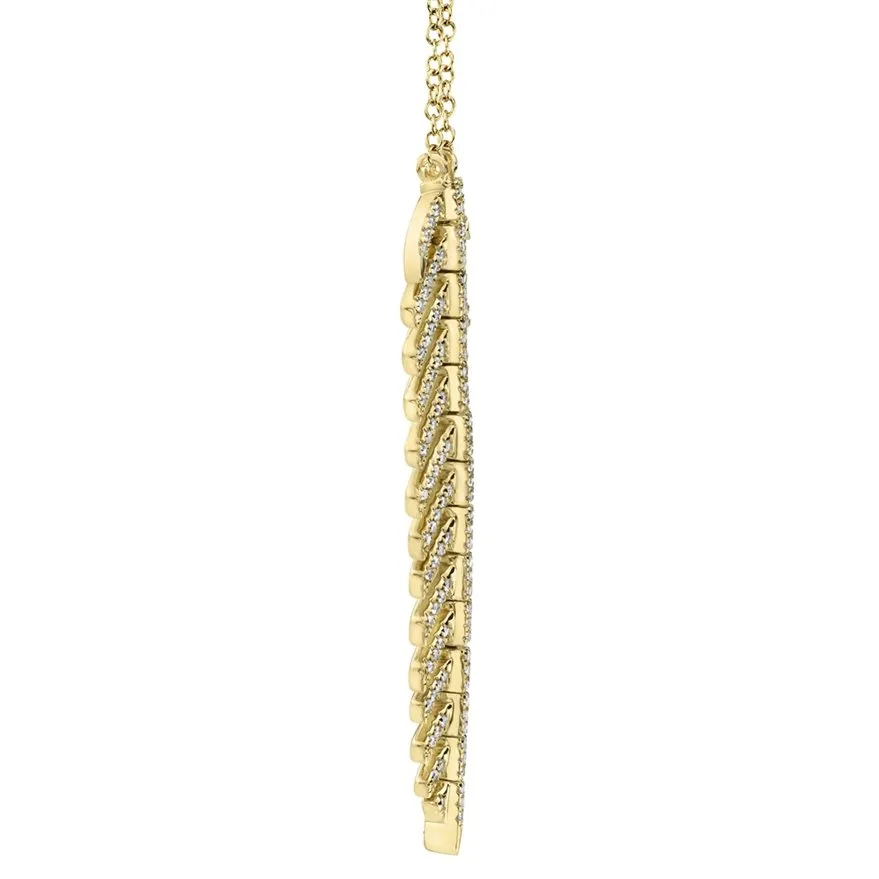 14KT Gold 0.29 CTW Diamond Feather Necklace
