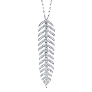 14KT Gold 0.29 CTW Diamond Feather Necklace