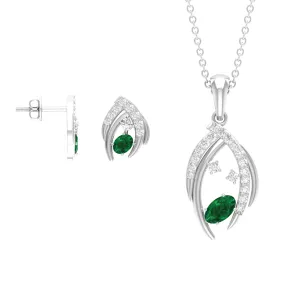 1.50 CT Emerald and Diamond Simple Jewelry Set