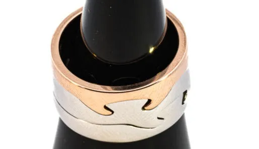 18ct White & Rose Gold 3pc Georg Jensen Fusion Ring