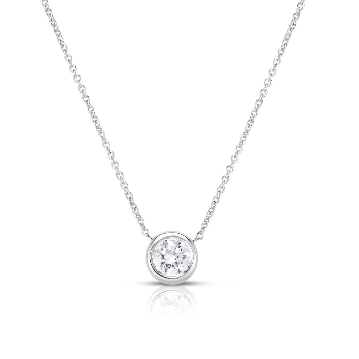 18K Bezel Set Diamonds Solitaire Necklace