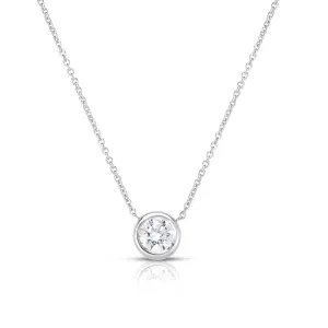 18K Bezel Set Diamonds Solitaire Necklace