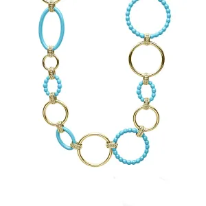 18k Gold and Blue Ceramic Link Necklace