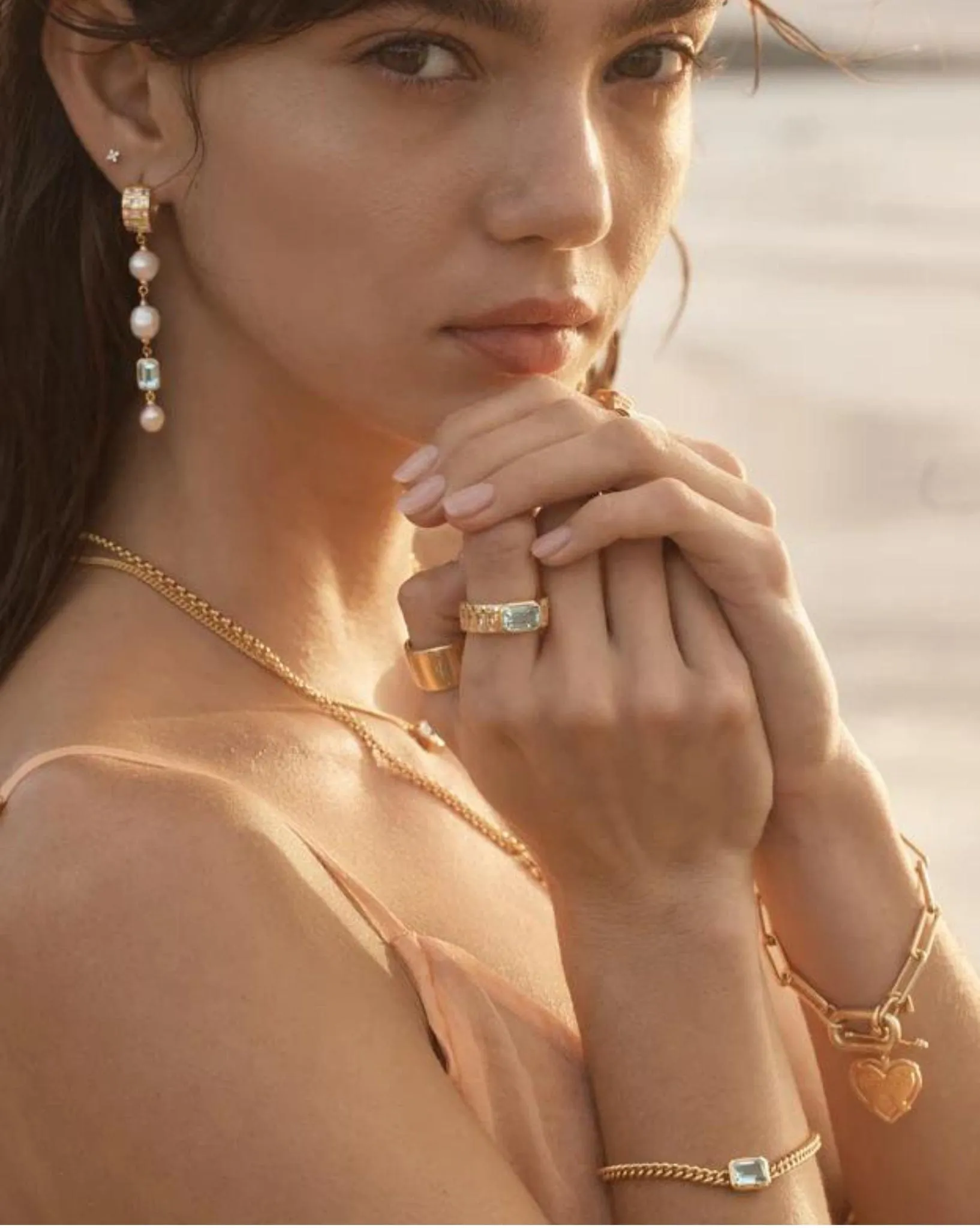 18k Gold Vermeil Calm Your Soul Topaz Curb Bracelet