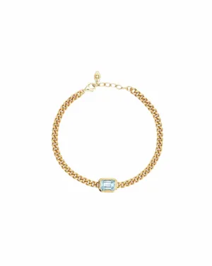 18k Gold Vermeil Calm Your Soul Topaz Curb Bracelet