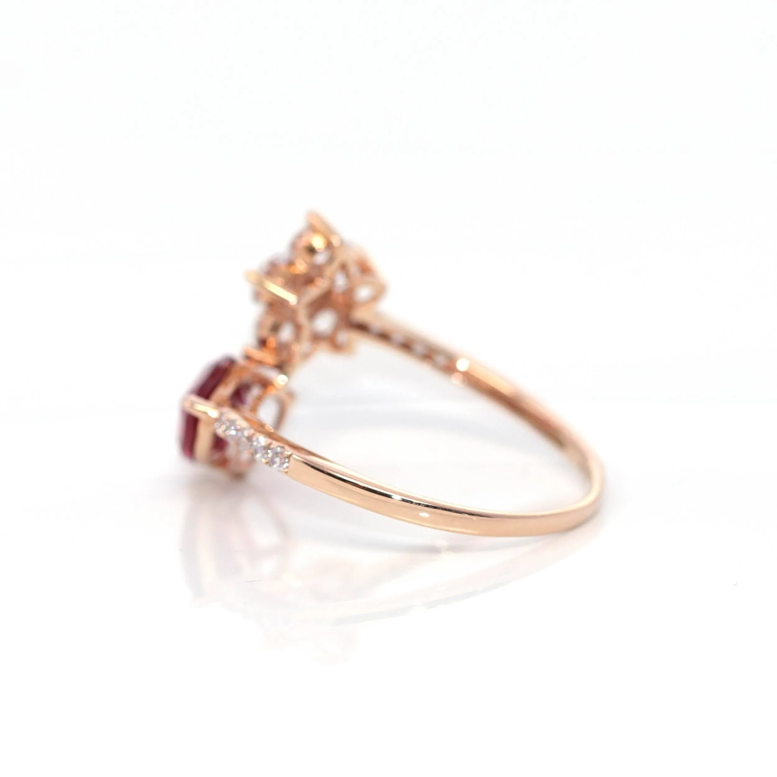 18k Rose Gold Lab-Created Ruby Ring With CZ